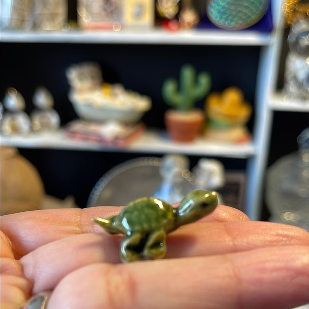 Miniature ceramic turtle figurine